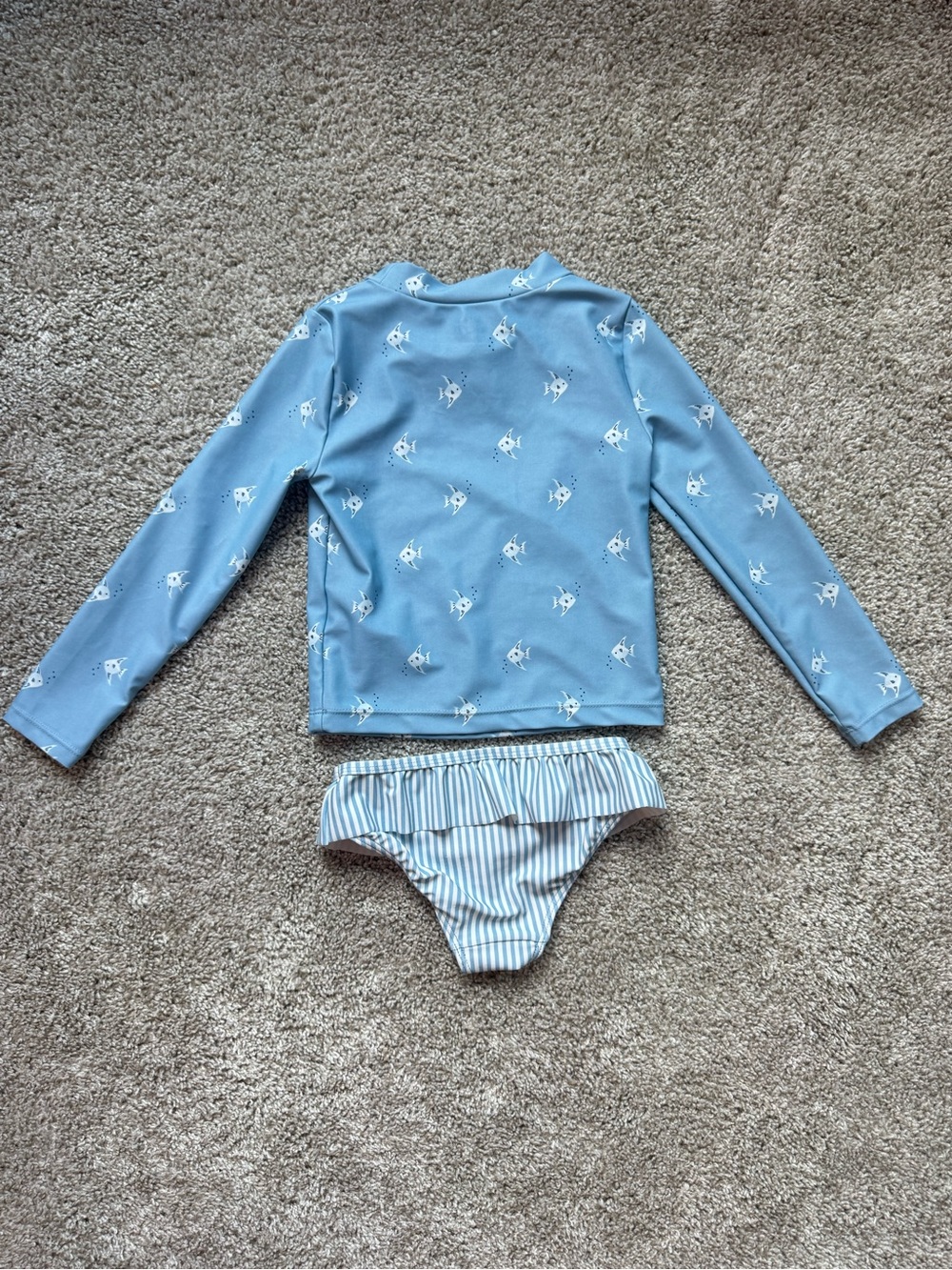 Girls 2 Piece Rash Guard Swimsuit Long Sleeve Swim Set Ruffle Bikini Bottoms 4T - Picture 7 of 8
